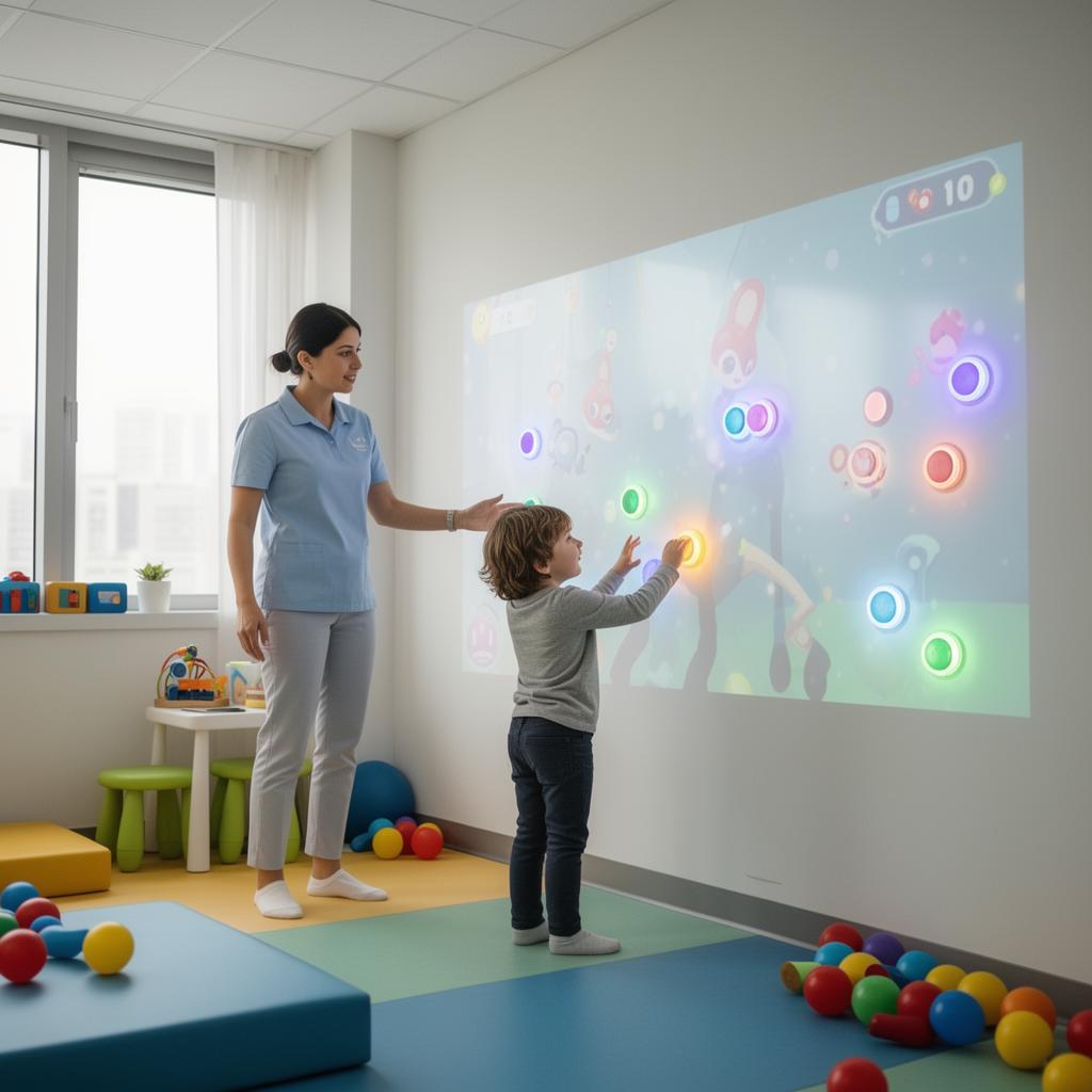 A child engaged in immersive, movement-based technology learning at Nuro Advance